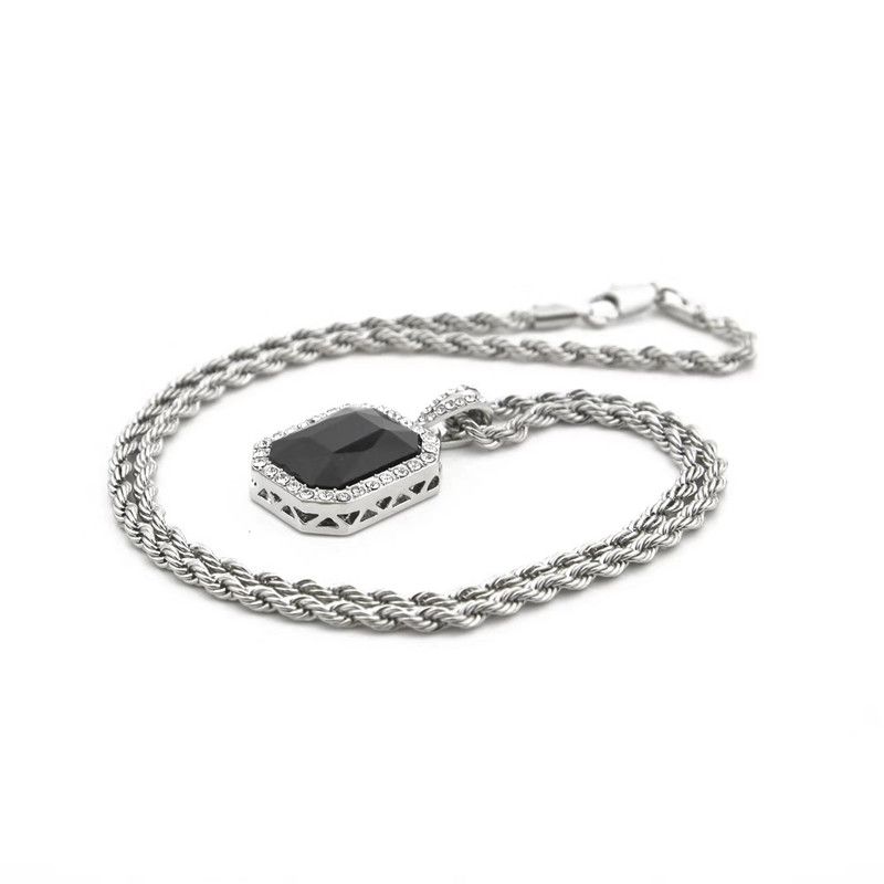 Silver Black with Rope Chain