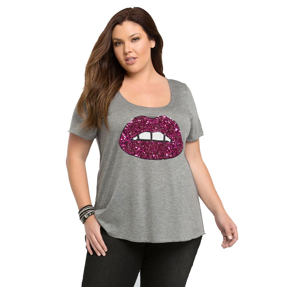 plus size sequin lips t shirt