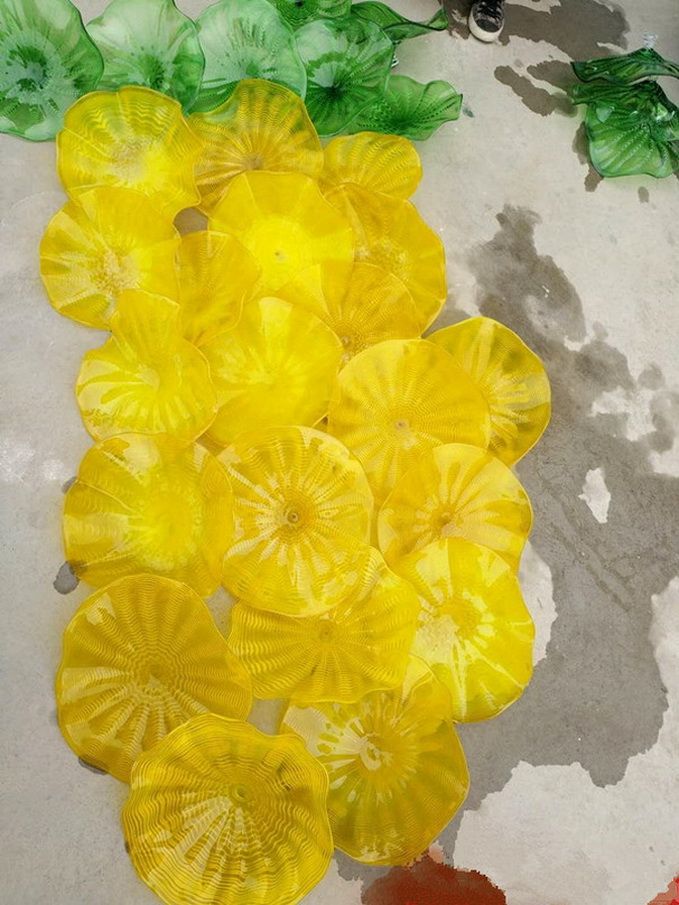 Modische 100% aus mundgeblasenem und Kamin Wand-Dekoration-Blumen-Kunst Chihuly Stil Mounth Blown Murano Glasplatten