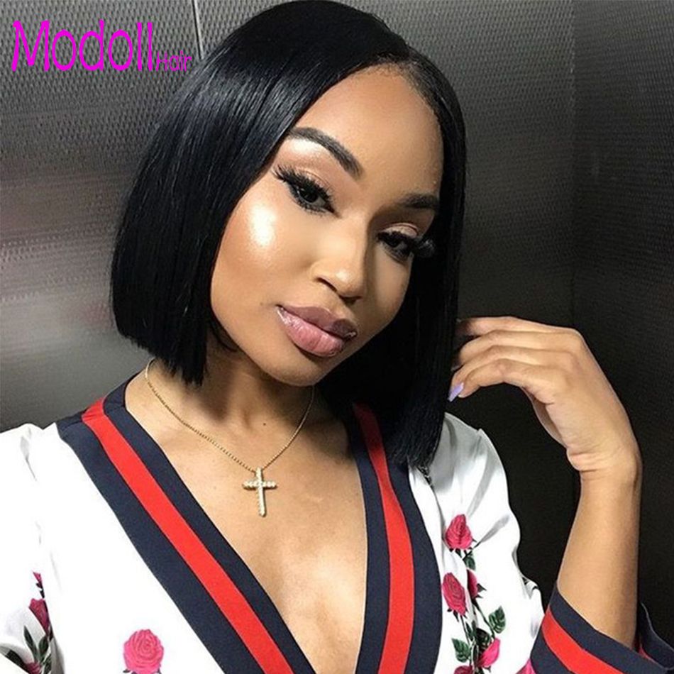 Short Blunt Cut Bob Wig For Black Women Human Hair Lace Front Wigs