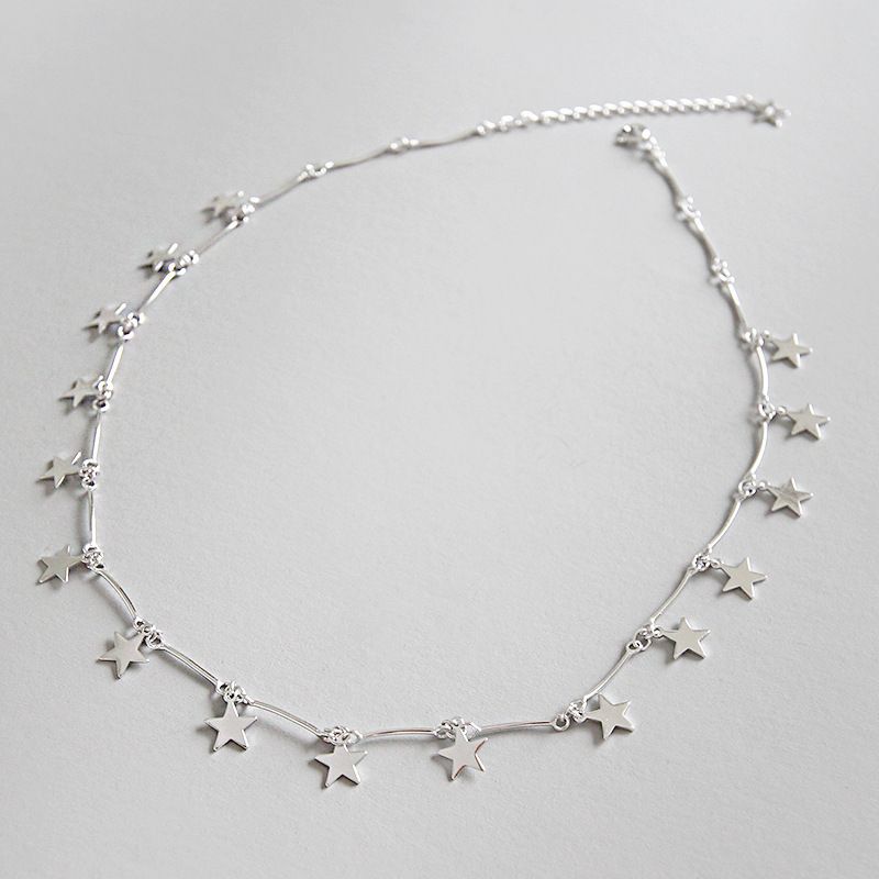 silver choker necklace with stars