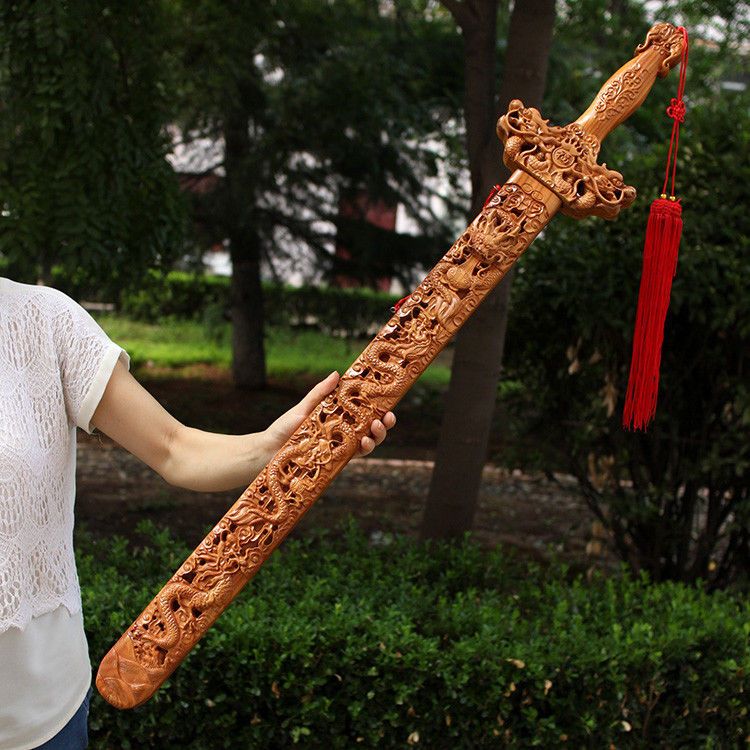 40" length nine dragon Wooden carved sword peach wood dragon decor & free shipp 