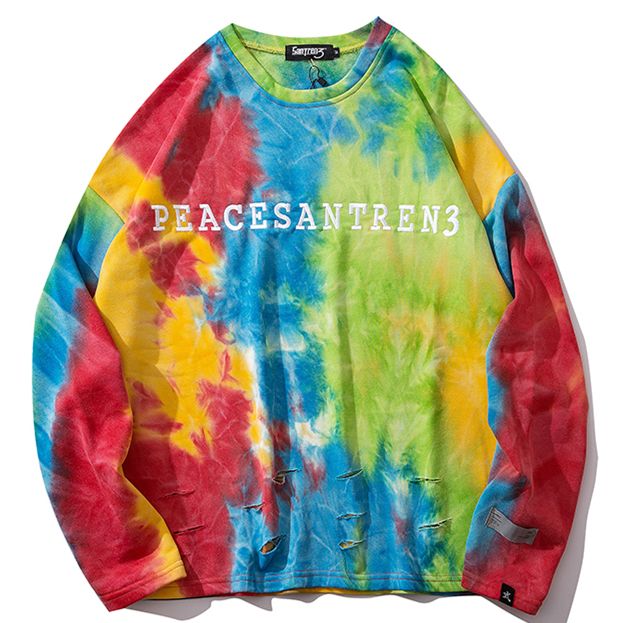 ripped embroidery hooded sweatsuit