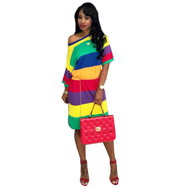 rainbow plus size white dresses