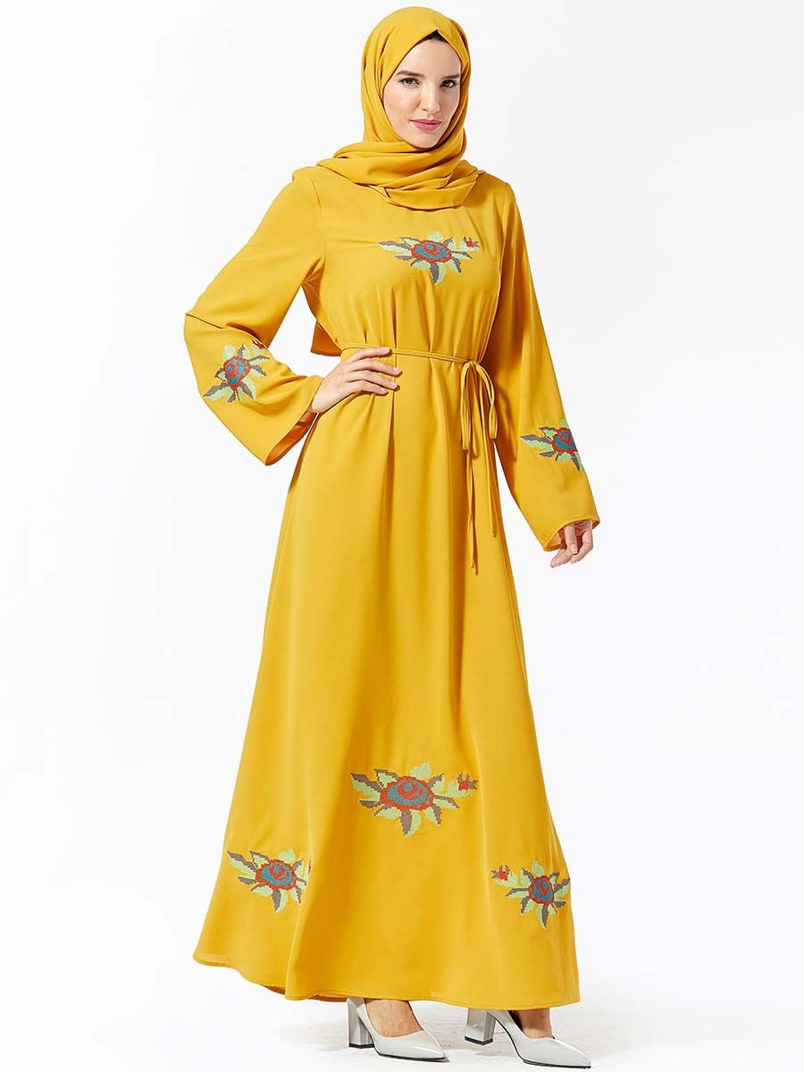 2020 Js9349 Casual Muslim Embroidery Abaya Maxi Dress Hijab Long Robe Gowns Vestidos Kimono Middle East Eid Ramadan Arab Islamic Caftan Baju From Dujotree 35 74 Dhgate Com