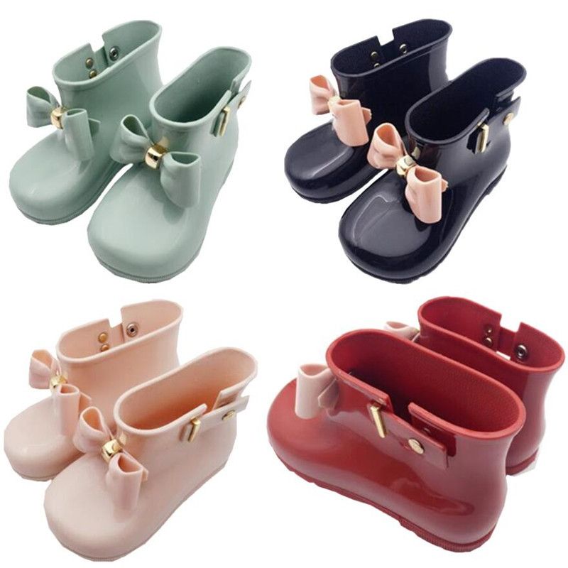 Mini Melissa Botas De Lluvia Zapatos De Diseño Para Niños Las Muchachas Del Arco Del Niño De La Jalea Botas Antideslizantes Princesa Short Boots Niños Bota Del A6504 De