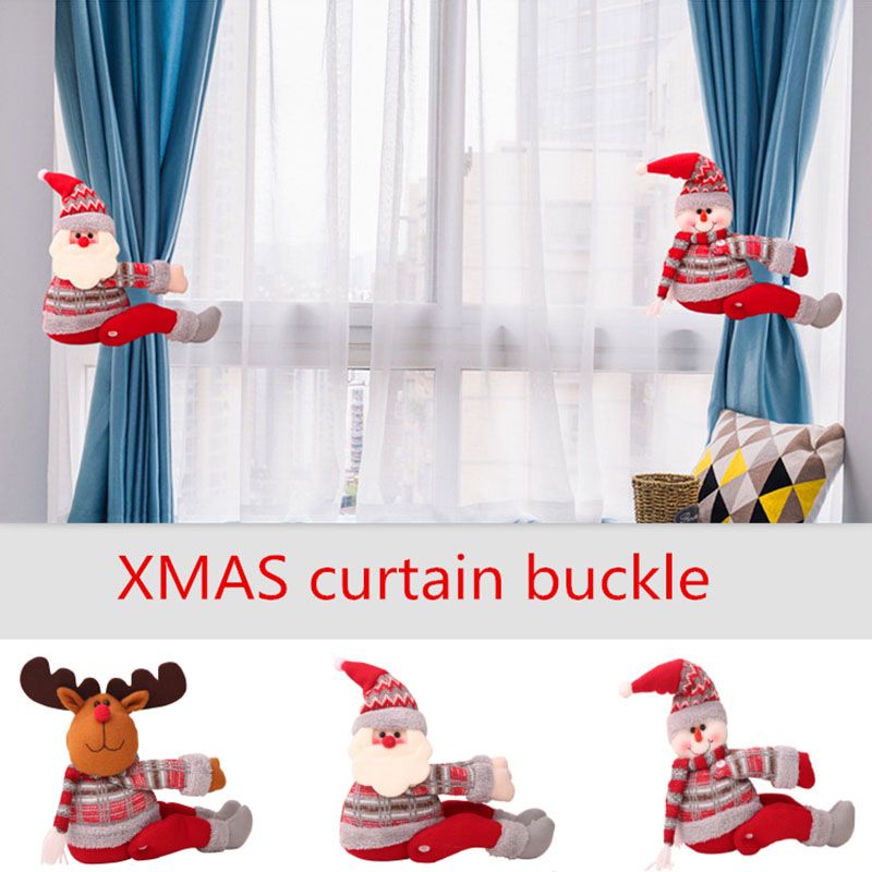 compre decoraciones navidenas cortina hebilla titular clip tieback pantalla ventana sala de estar navidad papa noel ciervo regalos 3 estilos wx9 1171