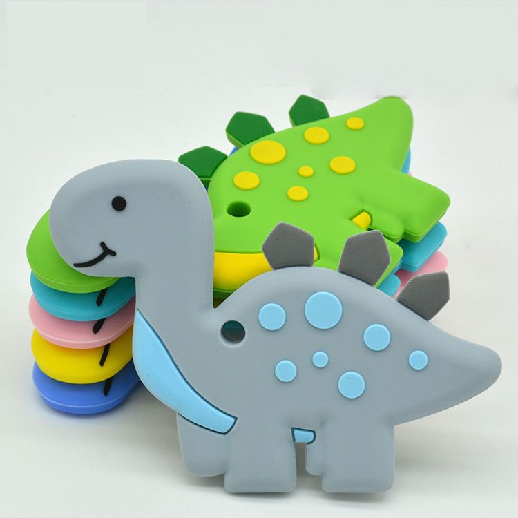 Lovely Dinosaur Baby Teether Pendant Necklace Accessory BPA Silicone Chew Toy