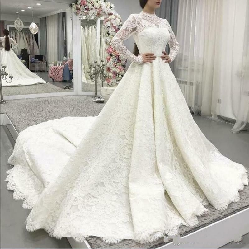 Vintage Full Lace Wedding Dresses Long 