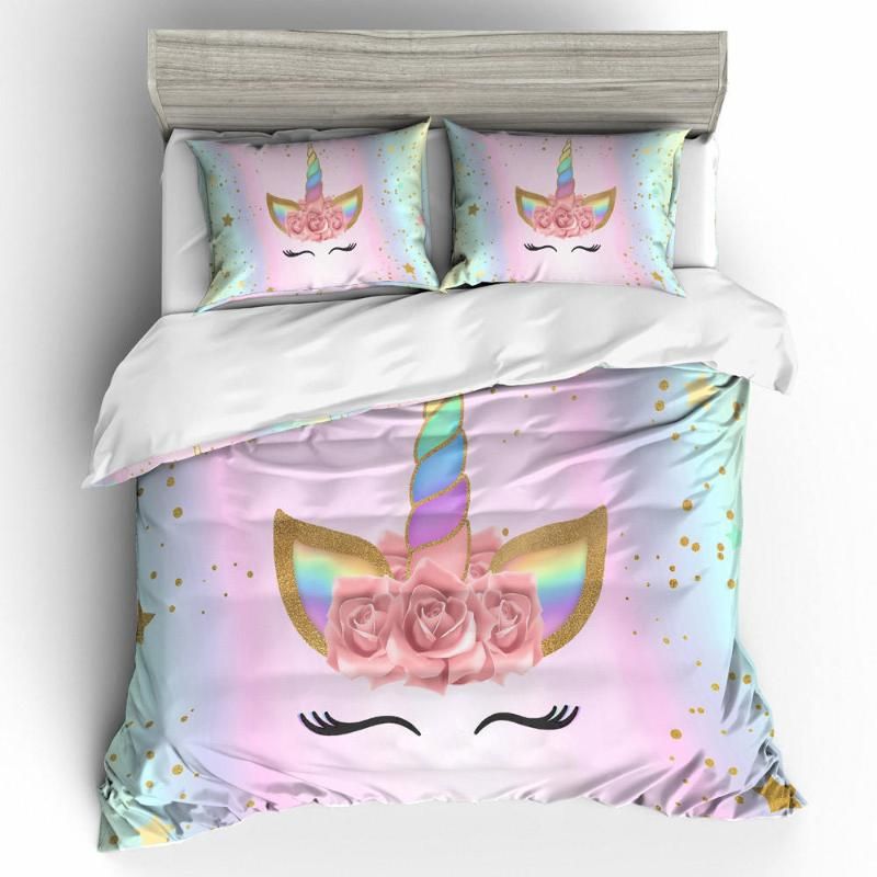 3d Cute Unicorn Bedding Set Duvet Cover And Pillowcases Eu Au