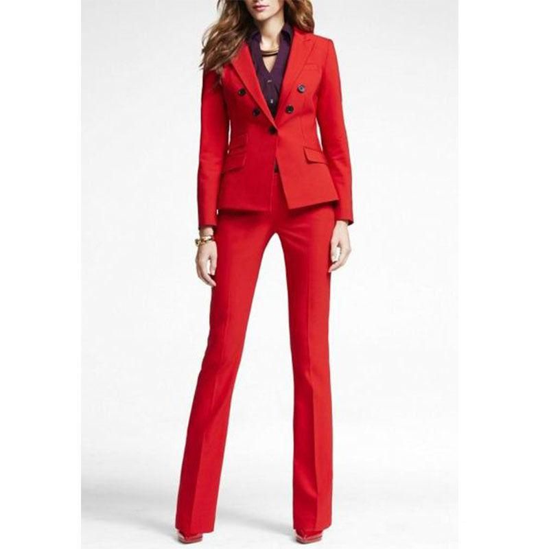 red two piece pant suit