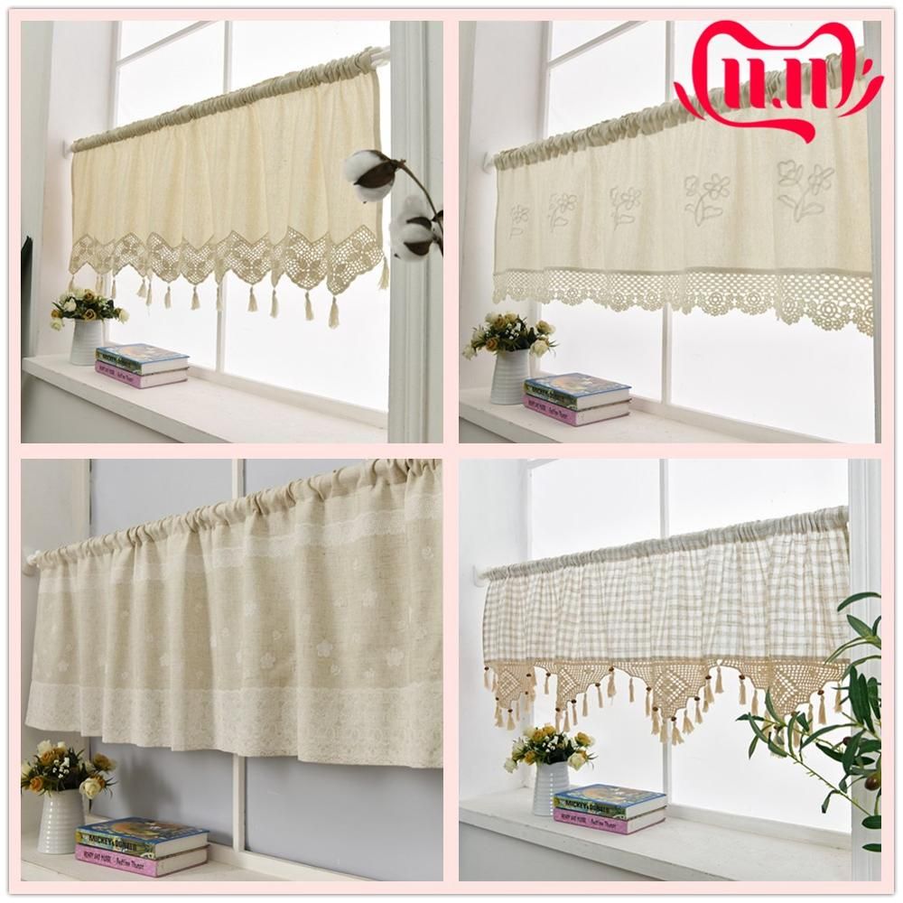 2019 Zhh Kitchen Curtain Handmade Embroidered Flower Cafe