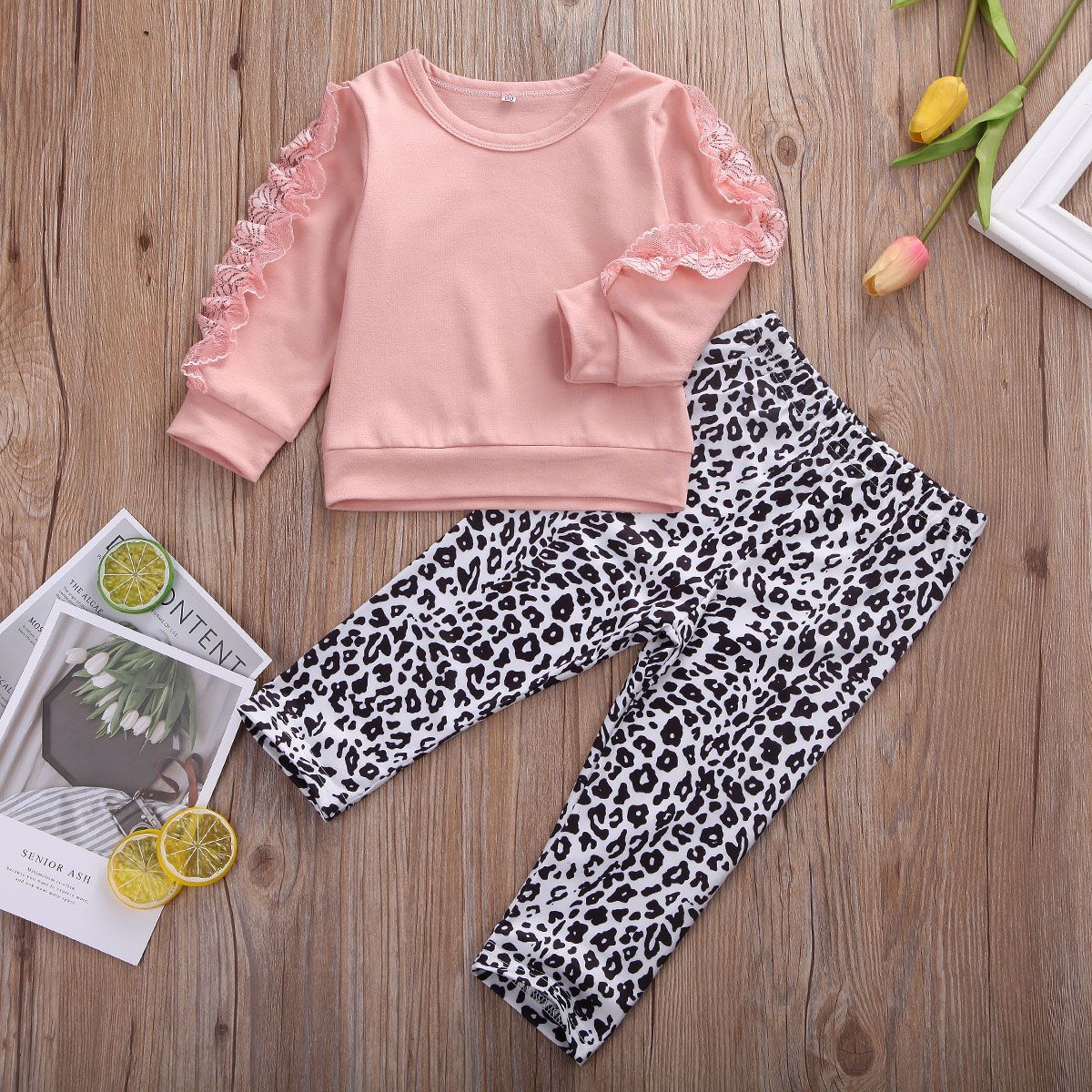 Toddler Kids Baby Girls Tracksuit Leopard Tops Pants Leggings Outfits Clothes UK