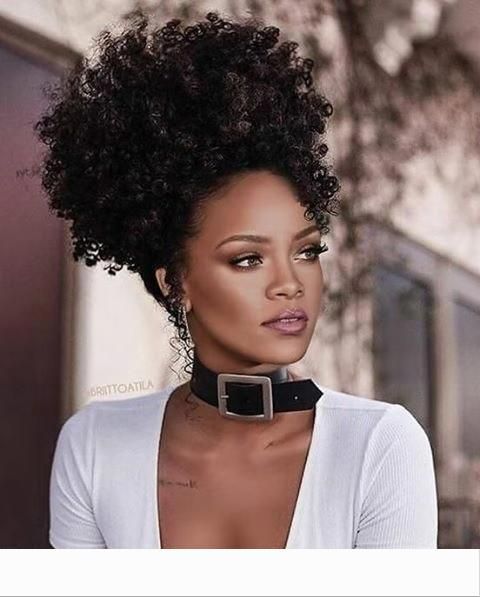 Rihanna afro kinky pony tail hairpiece Clip Virgin remy hair drawstring ponytail Hair Extensions natural big puff humain hair ponytails Rihanna afro kinky pony tail hairpiece Clip Virgin remy hair drawstring ponytail Hair Extensions natural big puff humain hair ponytails