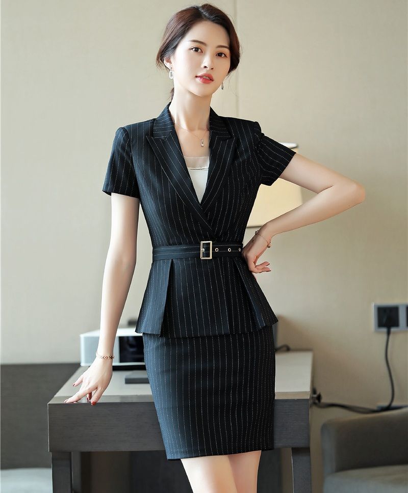 de trabajo Summer Falda Falda Trajes para Mujeres Negocios Blazer de rayas chaquetas