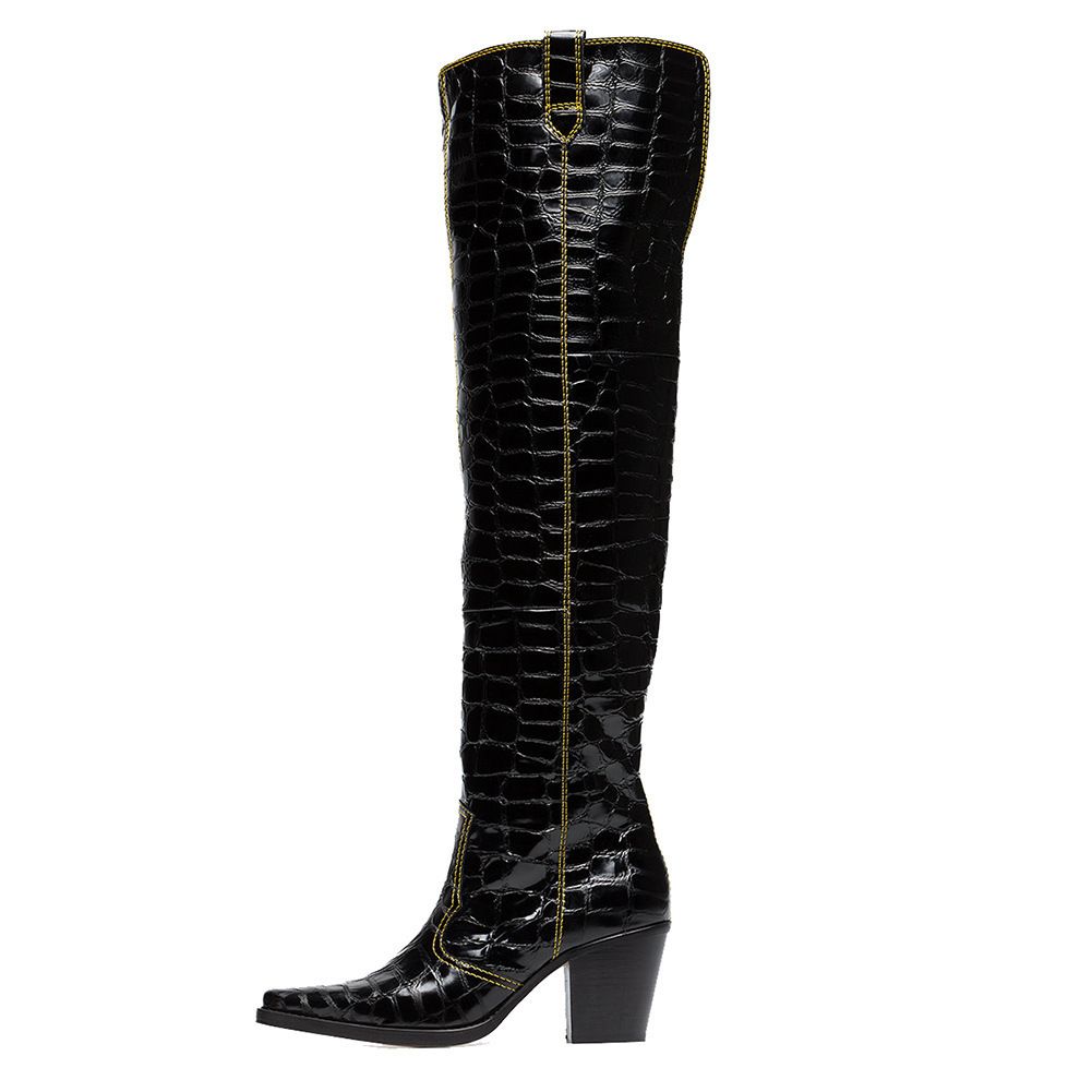 black patent leather western boots