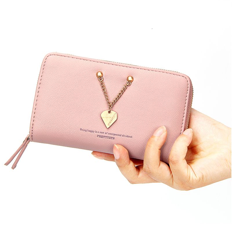 Heart Long Leather Wallet Card Holder Zipper Purse Clutch Bag for Women