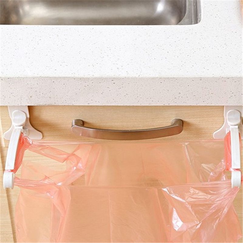 2020 Plastic Trash Hanger Racks Cupboard Door Hanging Holder Kitchen Cabinet Garbage Bags Hooks For Storage Bag
