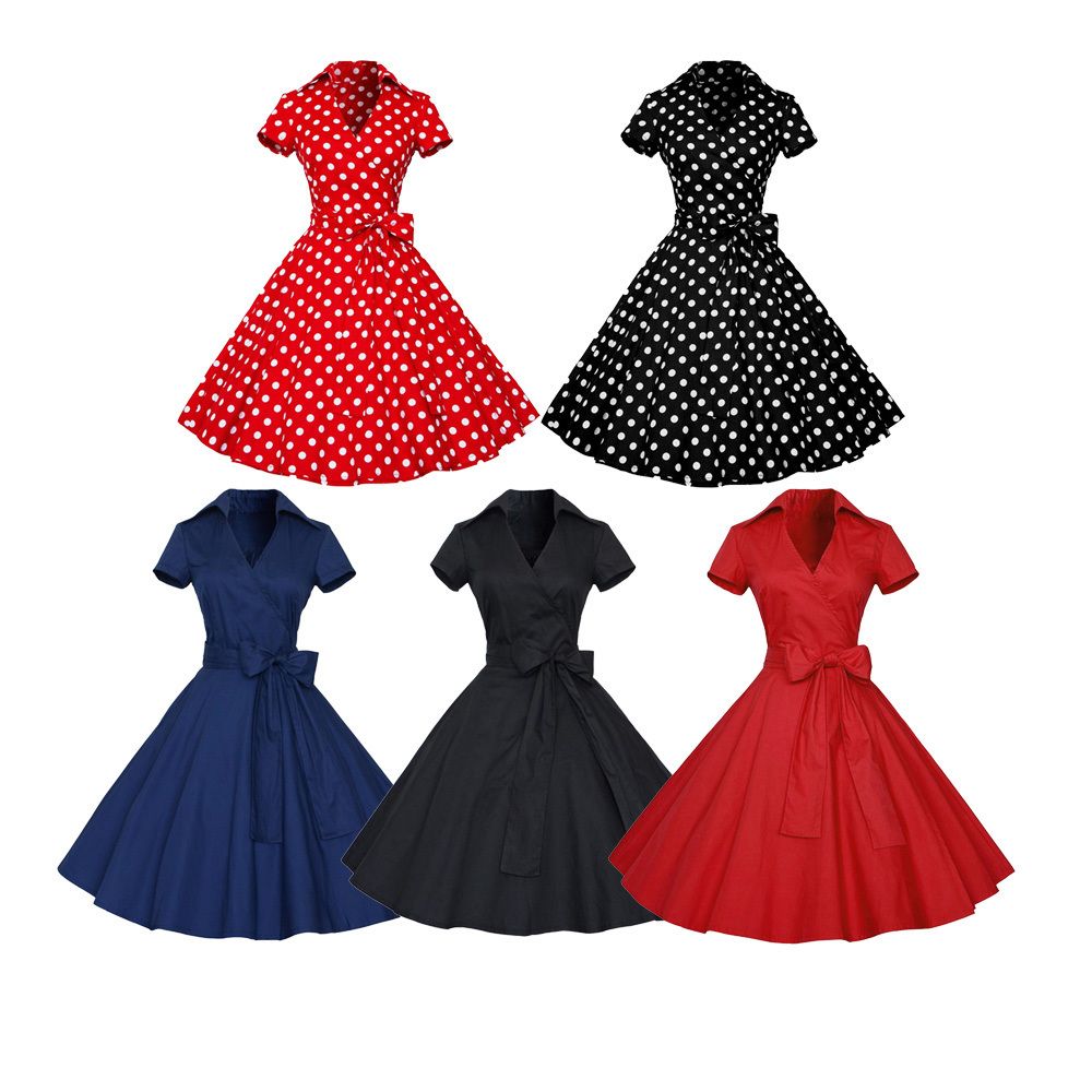 Compre Vestido Rockabilly Para Mujer Retro Pinup Hepburn V Cut Bow Bowgown  Tunika Swing Sra. 50 S 60 S Cinturón Vestidos De Mujer Vestidos Y19071001 A  35,25 € Del Bing01 | Es.Dhgate.Com