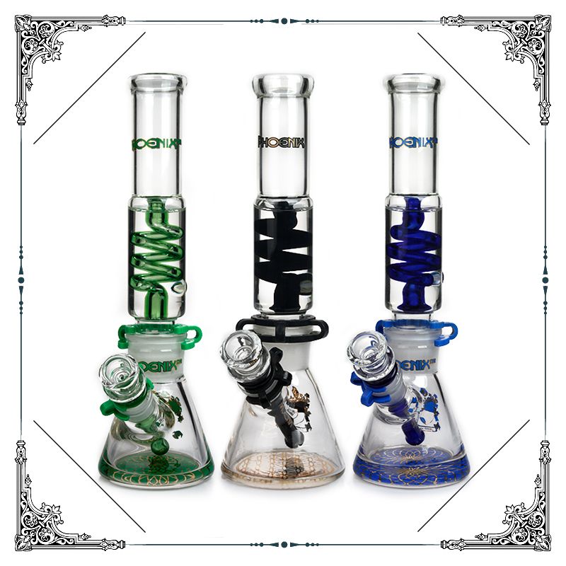 2021 12 Inch Phoenix Glass Beaker Bong Freezable Coil Bongs Build A