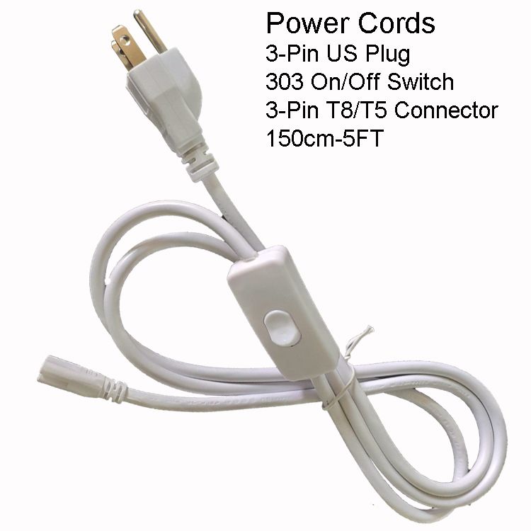 150CM 3PIN US Power Cords With Switch