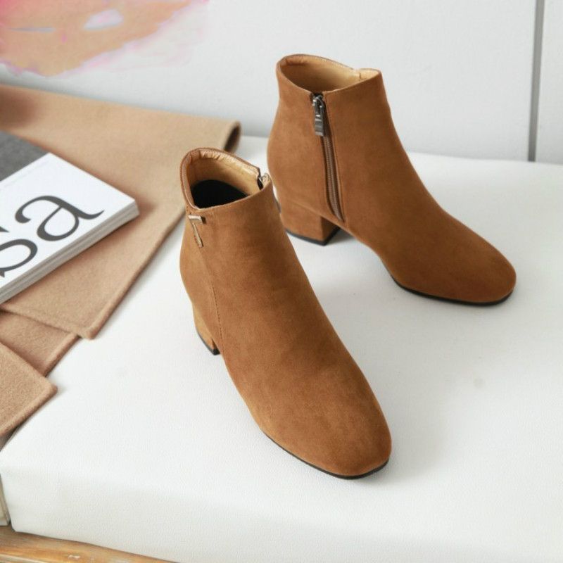 Botines de tacón alto de moda tacón cuadrado 5CM suede primavera otoño bonitos zapatos para