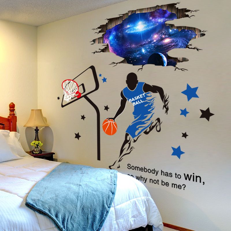3d Wall Stickers Shijuehezi 3d Outer Space Wall Stickers Diy Basketball Player Mural Decals For Kids Room Baby Bedroom Ceiling Decoration Walls