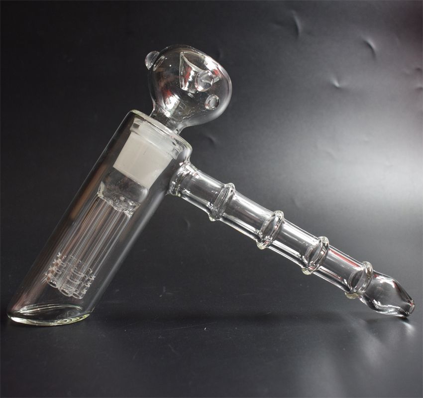 Hot Sell New Glass Bong Hammer 6 Arm perc hookah Bubbler Pipe Tobacco SHIPS FREE 
