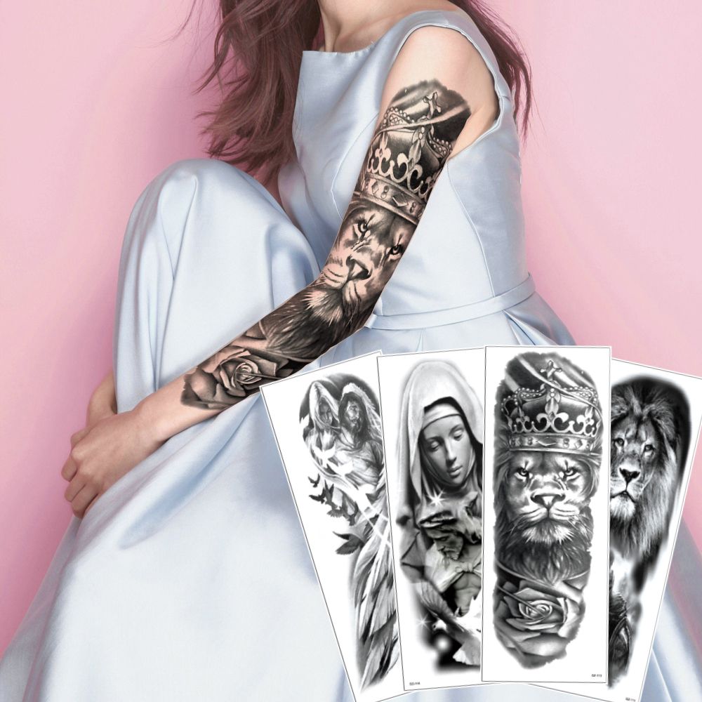 Big Large Full Arm Fake Black Temporary Body Art Tattoo Sticker