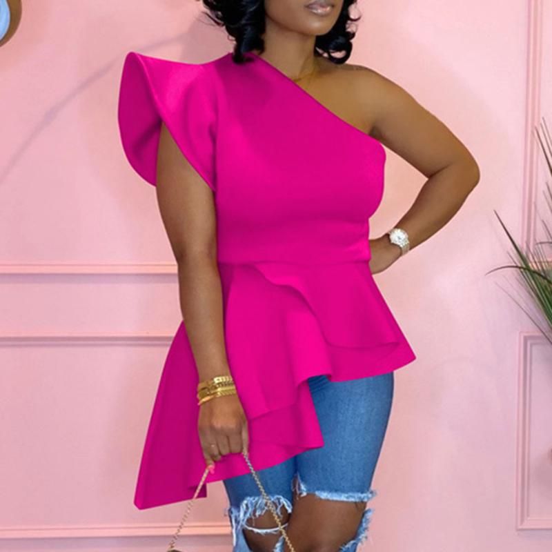 Compra Blusas De Mujer Camisas 2021 Rose Rojo Blusa Blusa Mujer Moda Un  Hombro Sexy Summer Camisa Elegante Oficina Top Night Club Plus Tamaño  Barato | Entrega Rápida Y Calidad | Es.Dhgate