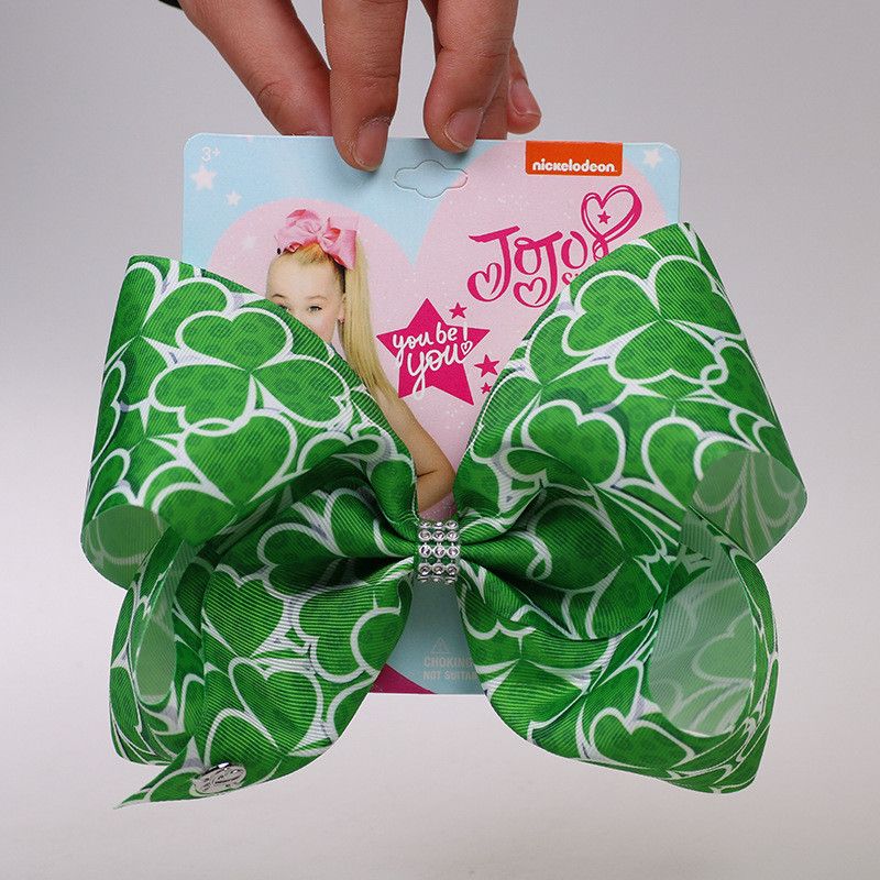 Girls Jojo Four Leaf Clover Bowknot Hairpins Baby Lucky Clover