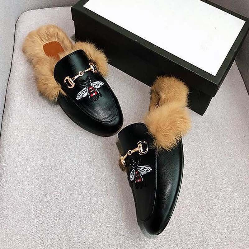 mule slippers with fur