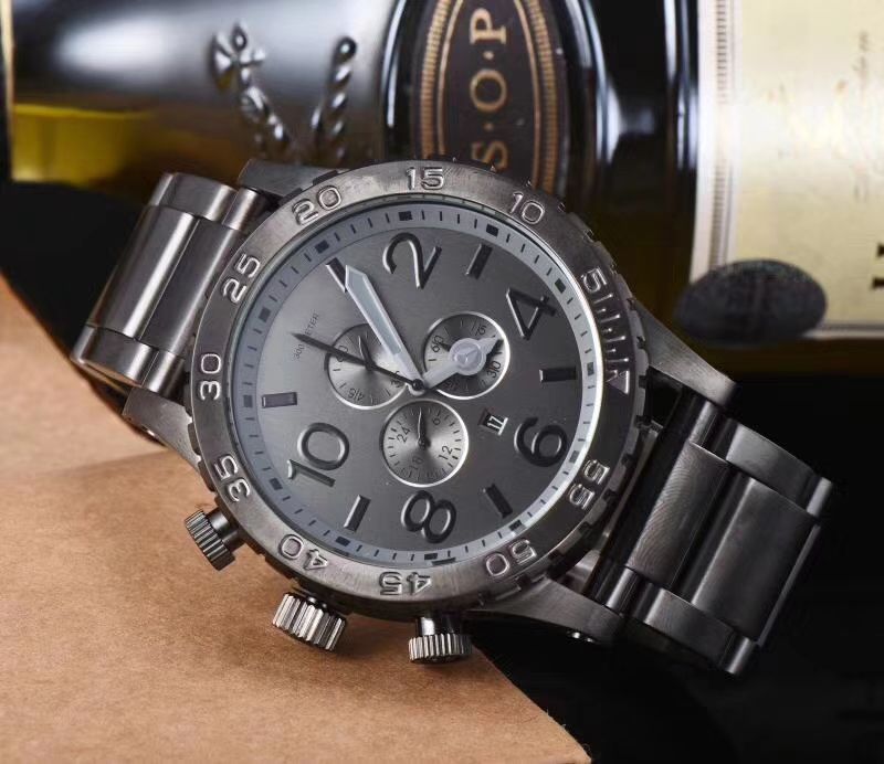 Relojes Hombre Men Big size Clock watches men Chronograph Full Stainless Steel Military watch Man Sport watch Quartz Black Wristwatch