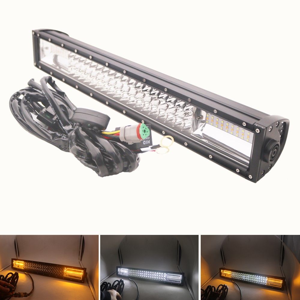 2020 22 Inch 324W White Amber Led Light Bar For Offroad Car Truck 4x4