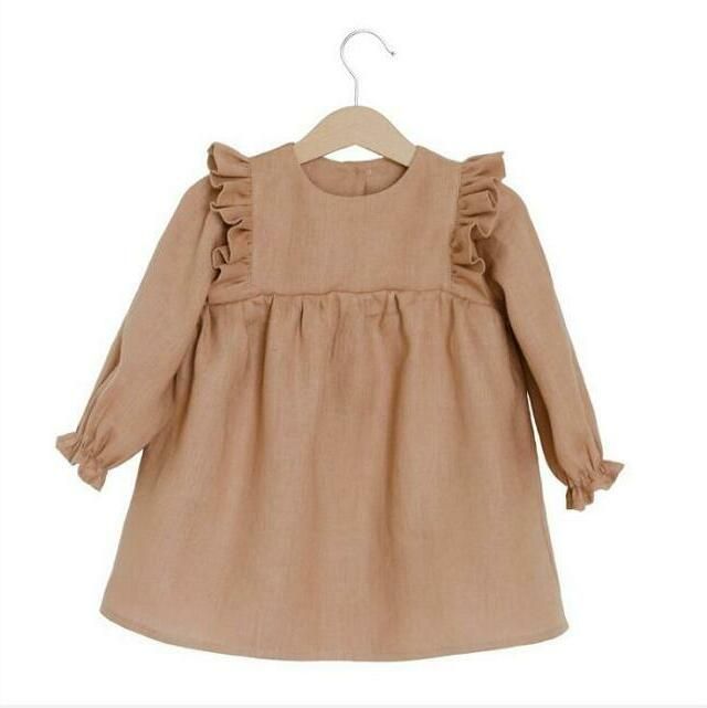 2021 Girls Dresses Toddler Cotton Linen Dress Baby Lovely Princess