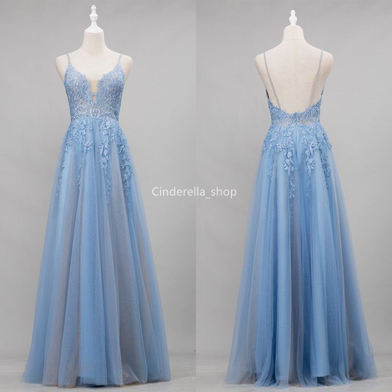 dusty blue ball gown