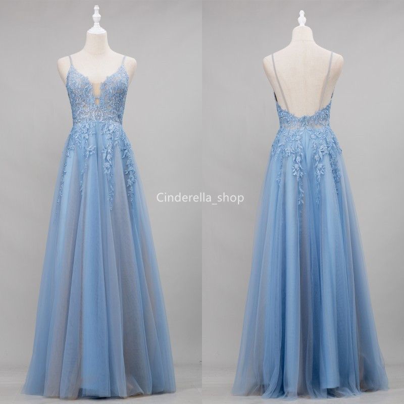 dusty blue formal gowns