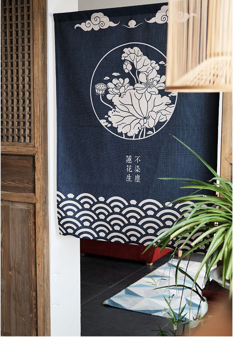 Chinese Classical Style Lotus Door Curtain Japanese Closure