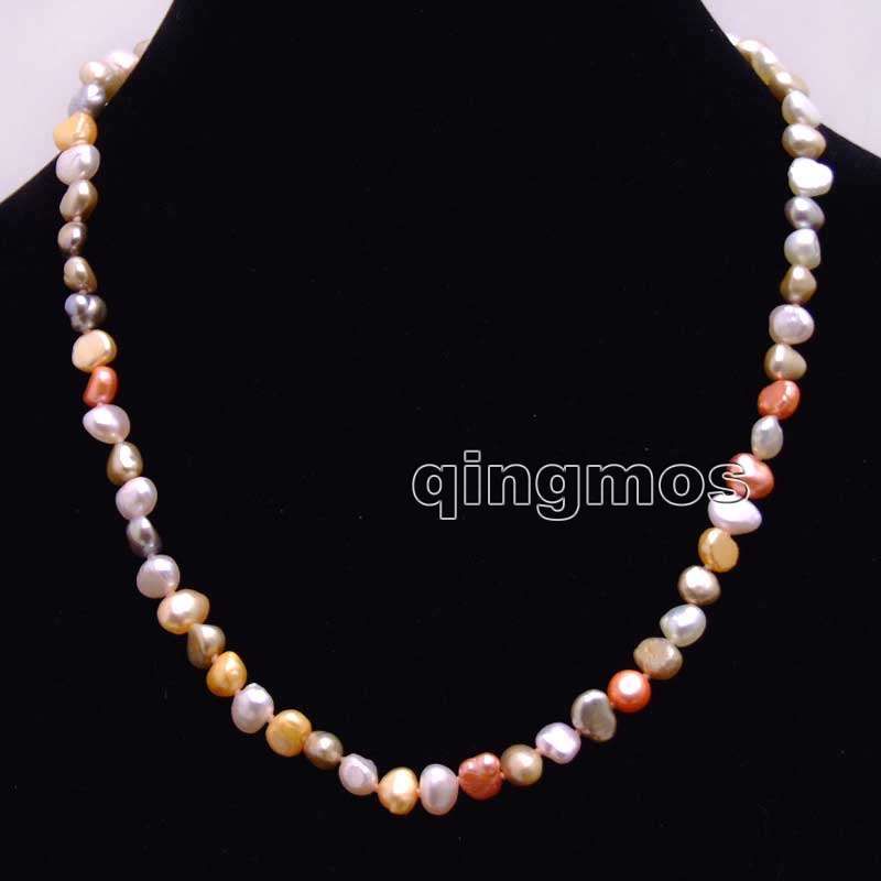 Natural Pearl 6-7mm Multicolored Genuine Freshwater cultured Pearl Necklaces 18”
