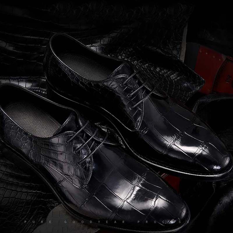 black genuine leather shoes mens