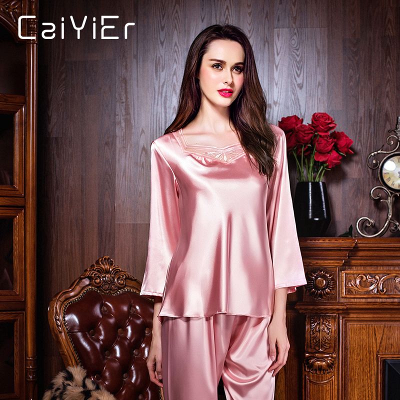 pink silk pajama set