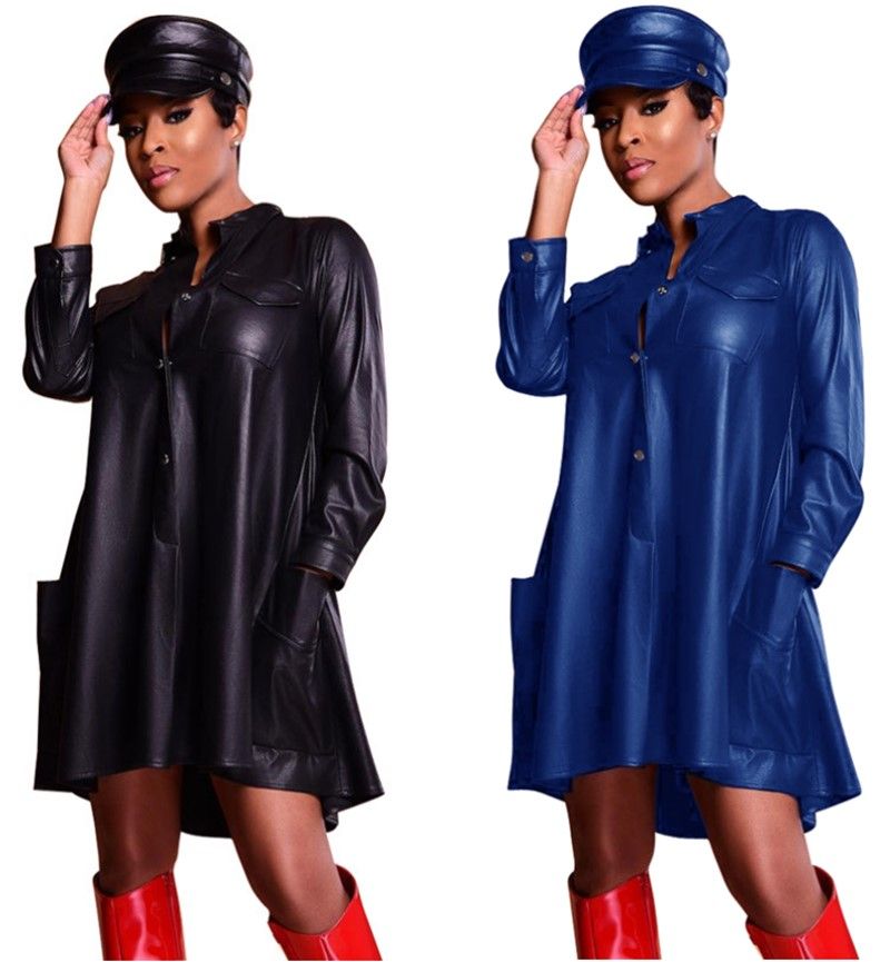 Fall Winter Women Pu Loose One Piece Dress Fashion Leather Solid Color Dress Casual Buttons A Line Short Skirt Long Sleeve Skirts 1427 From Sell Clothing 23 26 Dhgate Com Fall Winter Women Pu Loose One Piece Dress Fashion Leather Solid Color Dress Casual Buttons A Line Short Skirt Long Sleeve Skirts 1427 From Sell Clothing 23 26 Dhgate Com