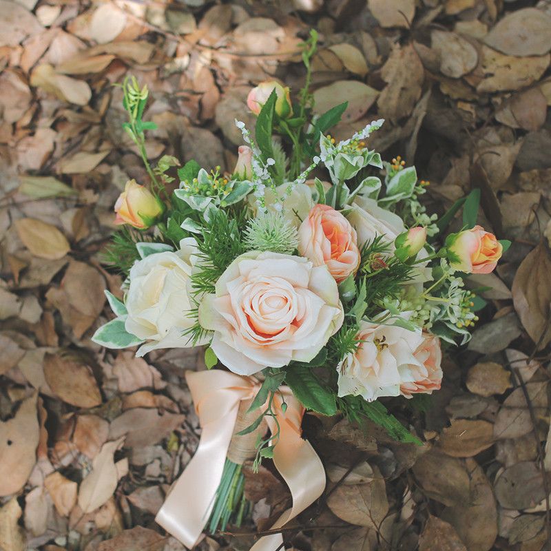 Acheter Janevini Vintage Mariage Bouquets De Mariée Fleurs Jardin Bohême Artificelle Roses Estival En Plein Air Faux Bouquet Buque De Noiva Nouveau
