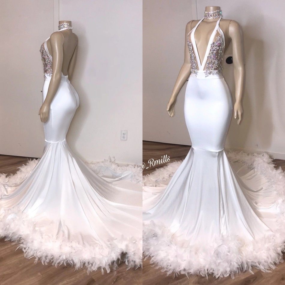 deep v backless wedding dress