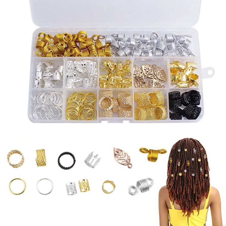 Free DHL Dreadlocks Beads Hair Rings Jewelry for Braids Gold Silver  Accessories Hair Cuffs Metal Hair Braiding Decorations for Girls N63Y