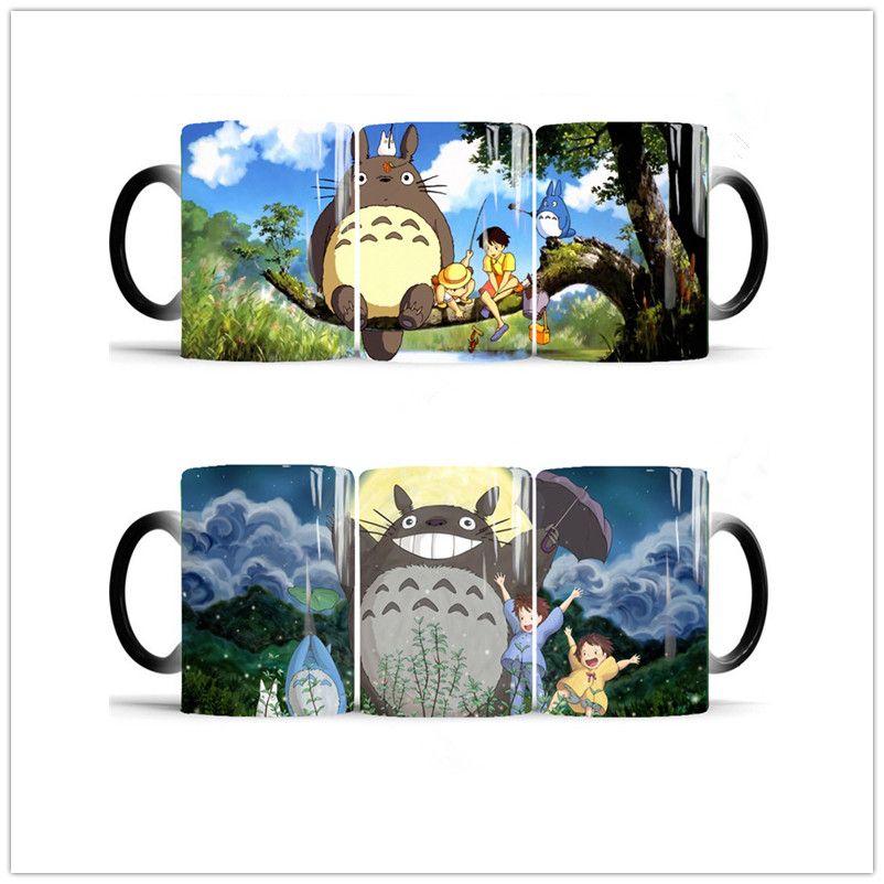 Anime Totoro Ceramics Coffee Mug Cute Color Changing Mugs Novelty Heat  Reveal Tea Milk Cup For Kids Gift free shipping