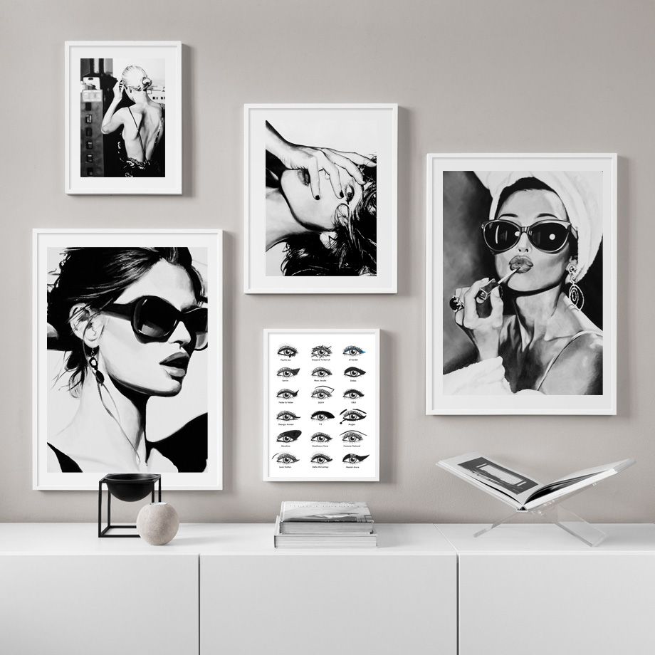 2020 Black White Eyelash Hepburn Fashion Girl Wall Art Canvas Painting Nordic Posters And Prints Wall Pictures For Living Room Decor From Baibuju8 23 23 Dhgate Com