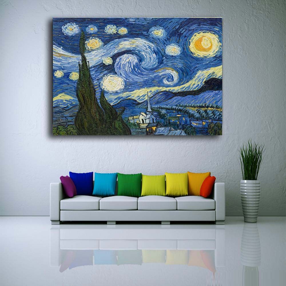 2020 Huge Canvas Wall Art Starry Night By Vincent Van Gogh Giclee