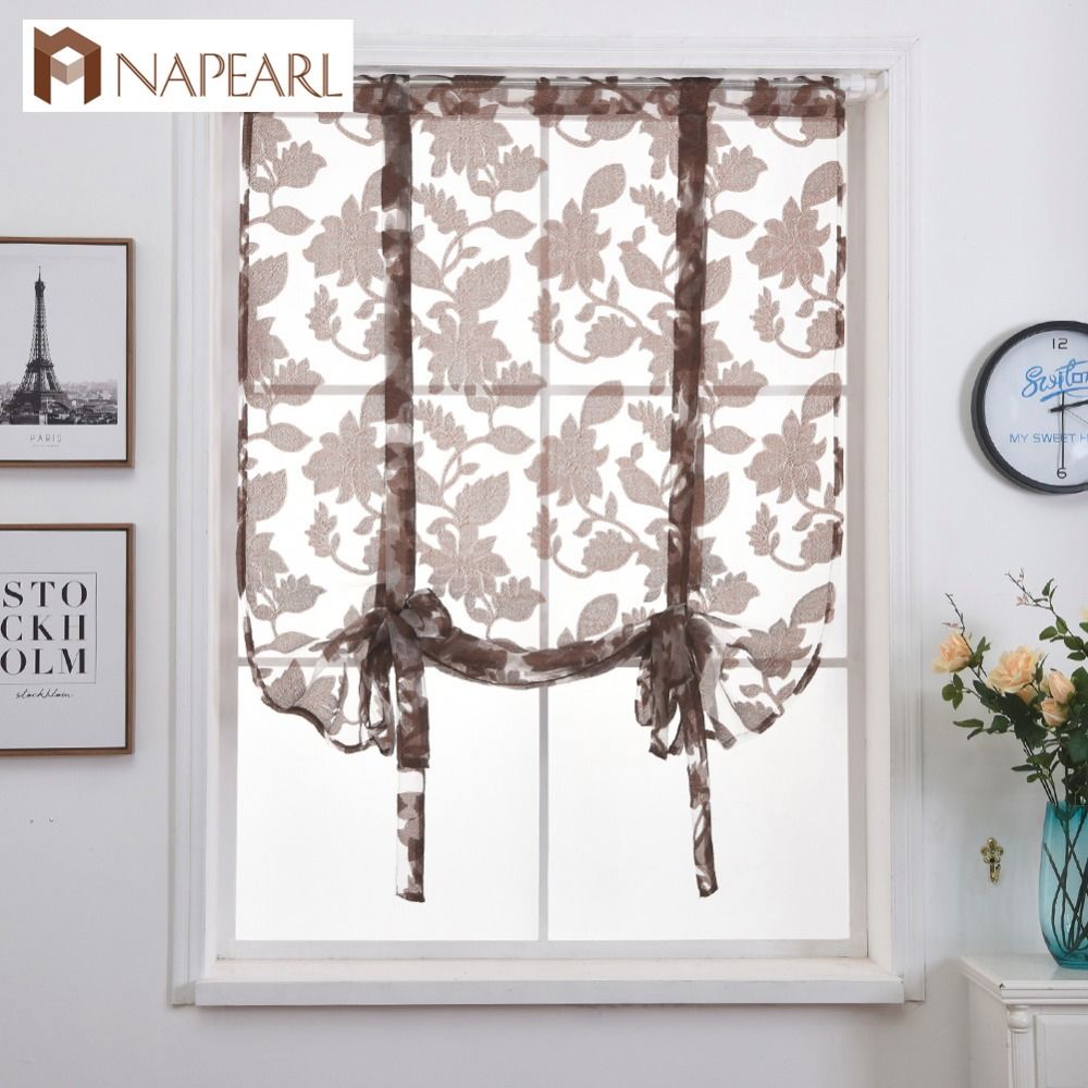 2020 Short Curtains Modern Kitchen Sheer Curtain Valance Rod Pocket Tie Up Roman Curtain Door Living Room Dining Room Tulle Organza From Adeir