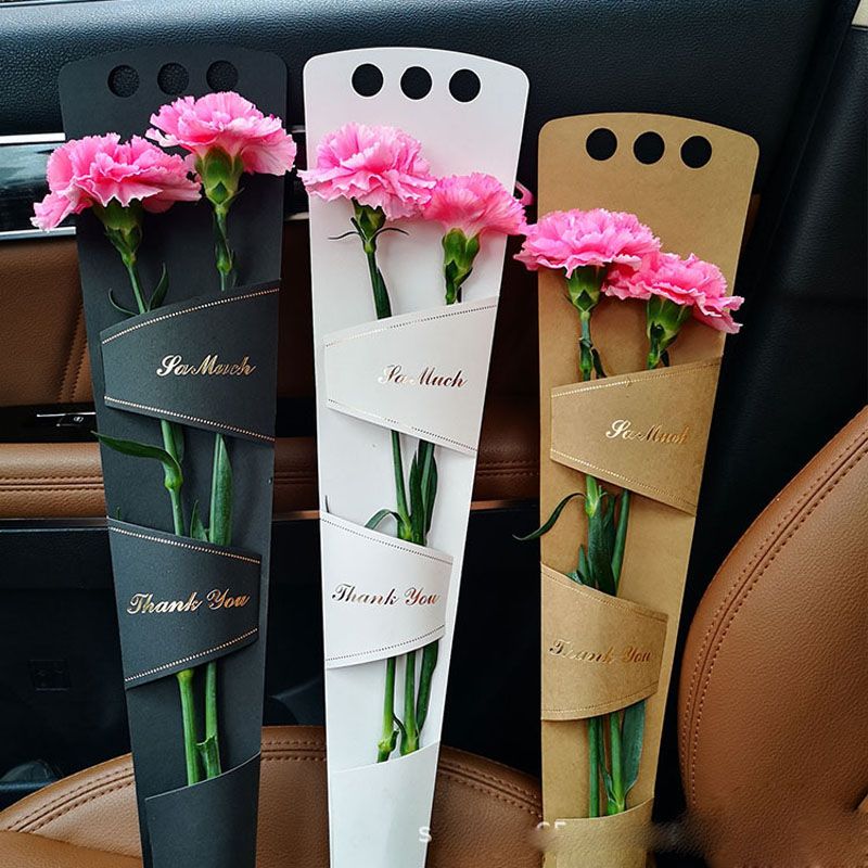 Portable Single Flower Rose Box Kraft Paper Floral Bouquet Wrapping